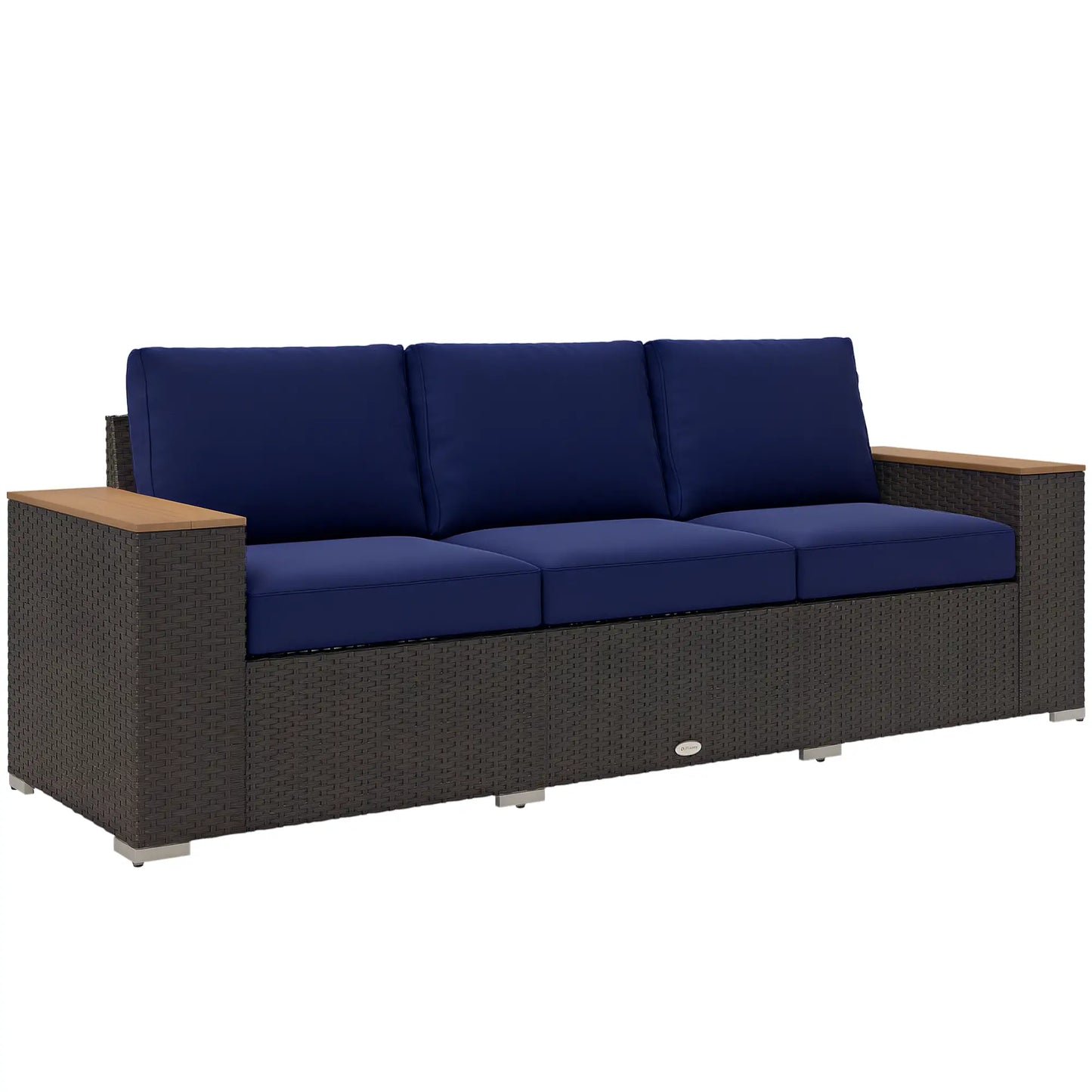 3-Seater Outdoor Sofa, PE Wicker Patio Sofa With Cushions, Dark Blue Patio Furniture Sets at Gallery Canada