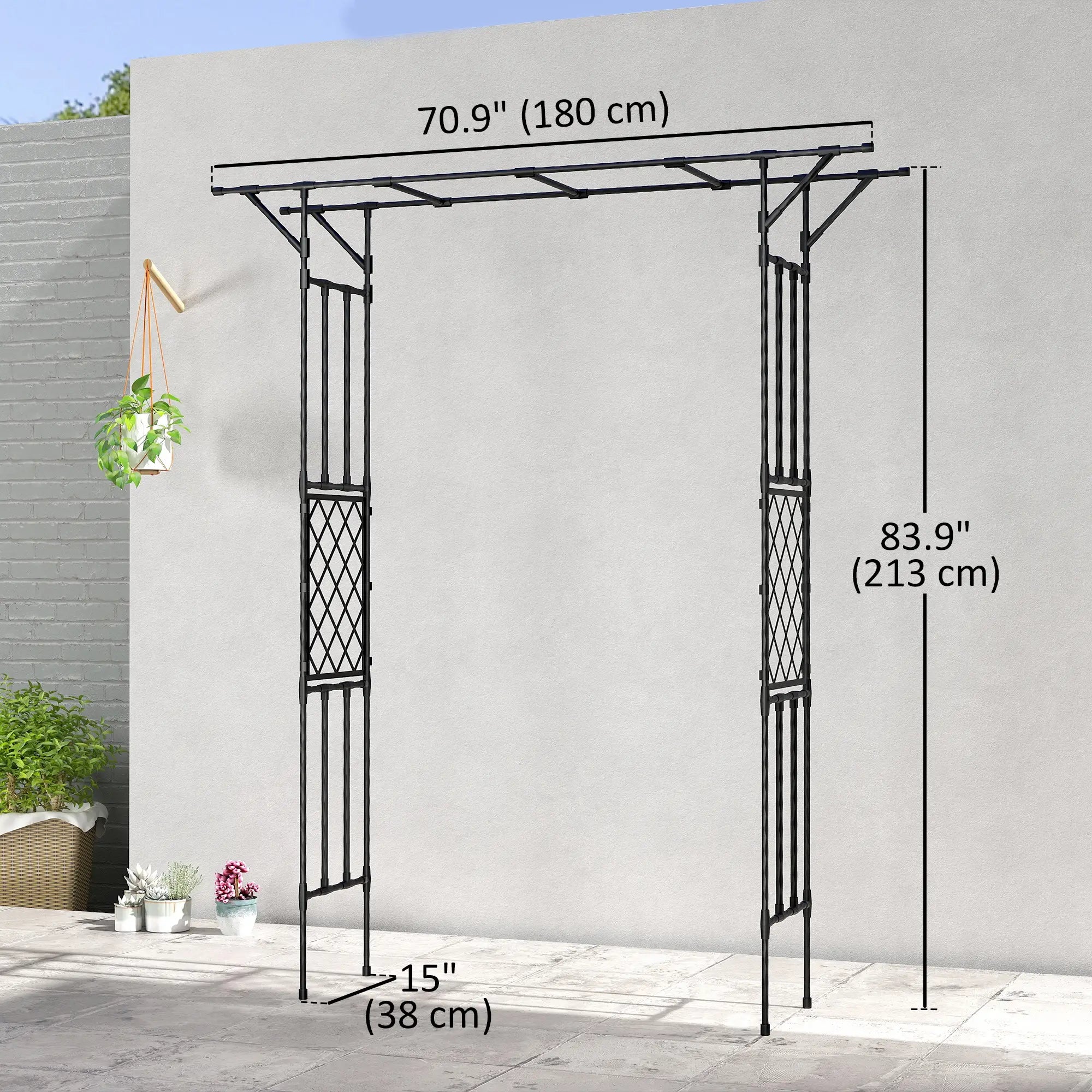 PE-Coated Steel Garden Arch Trellis, 70.9
