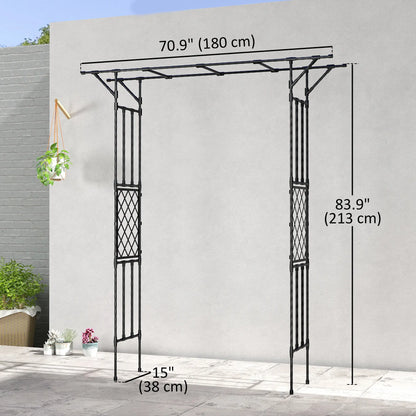 PE-Coated Steel Garden Arch Trellis, 70.9" x 15.7" x 84.6", Black Garden Arches at Gallery Canada