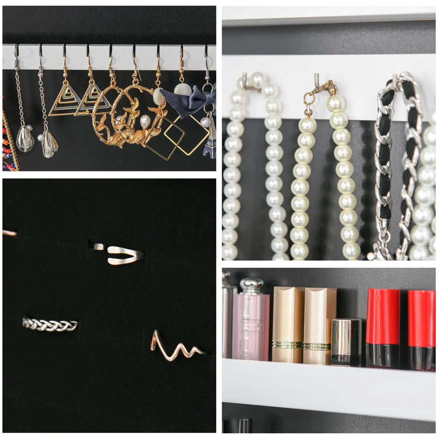 Free Standing Armoire Organizer, Lighted Mirrored Jewelry Cabinet, Angle Adjustable, 16 LED Lights Jewelry Armoire & Jewellery Mirror Cabinets at Gallery Canada