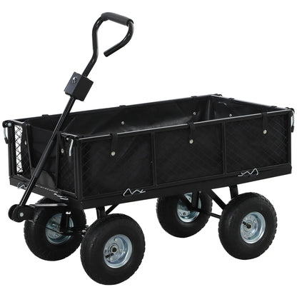 Steel Garden Cart, Utility Wagon, Removable Liner, Quick-Release Sides, 10" Wheels, 660lbs Capacity Folding Garden Carts Black at Gallery Canada