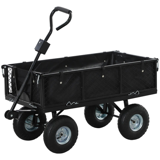 Steel Garden Cart, Utility Wagon, Removable Liner, Quick-Release Sides, 10" Wheels, 660lbs Capacity Folding Garden Carts Black at Gallery Canada