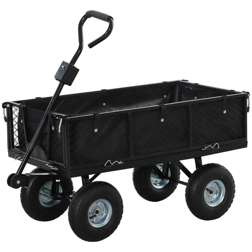 Steel Garden Cart, Utility Wagon, Removable Liner, Quick-Release Sides, 10