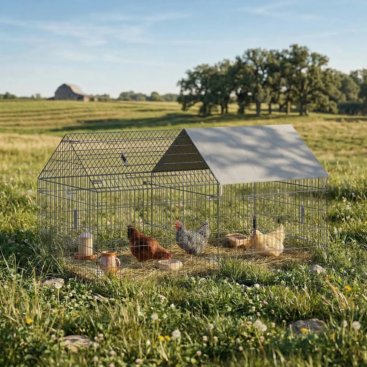 Large Metal Chicken Coop, Water-Resistant Anti-UV Cover, 4 Doors Chicken Coops at Gallery Canada