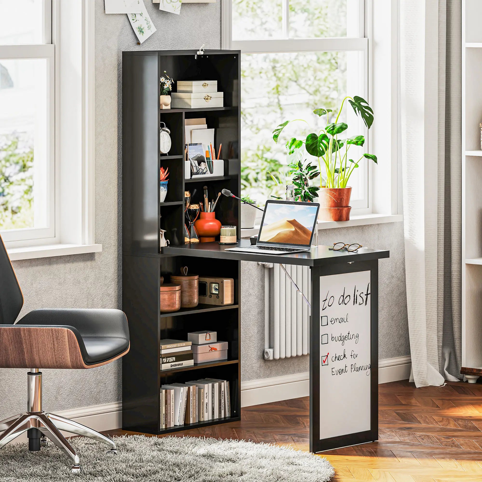 Fold-Out Convertible Office Desk, Wall Mount, Black Writing Desks at Gallery Canada