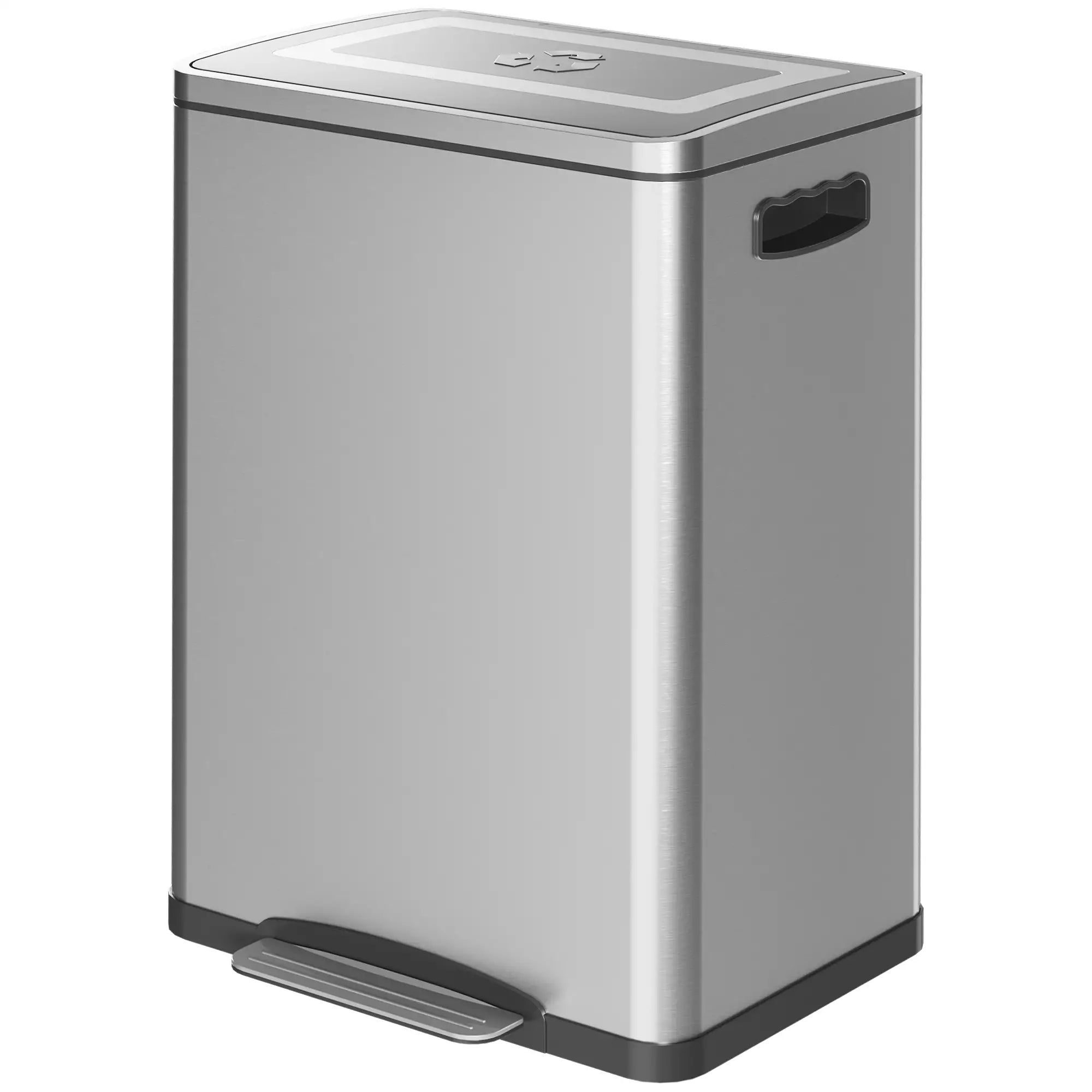 2 x 20 Liter Garbage Bin, Stainless Steel, Soft-Close Lid, Removable Bucket, Silver Household Supplies Silver at Gallery Canada
