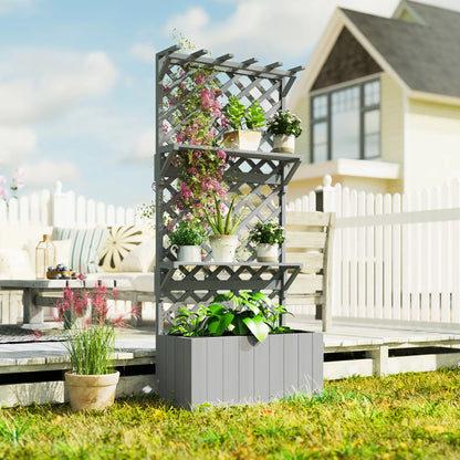 Raised Garden Bed, Wooden Planter with Trellis, Grey Raised Garden Beds at Gallery Canada