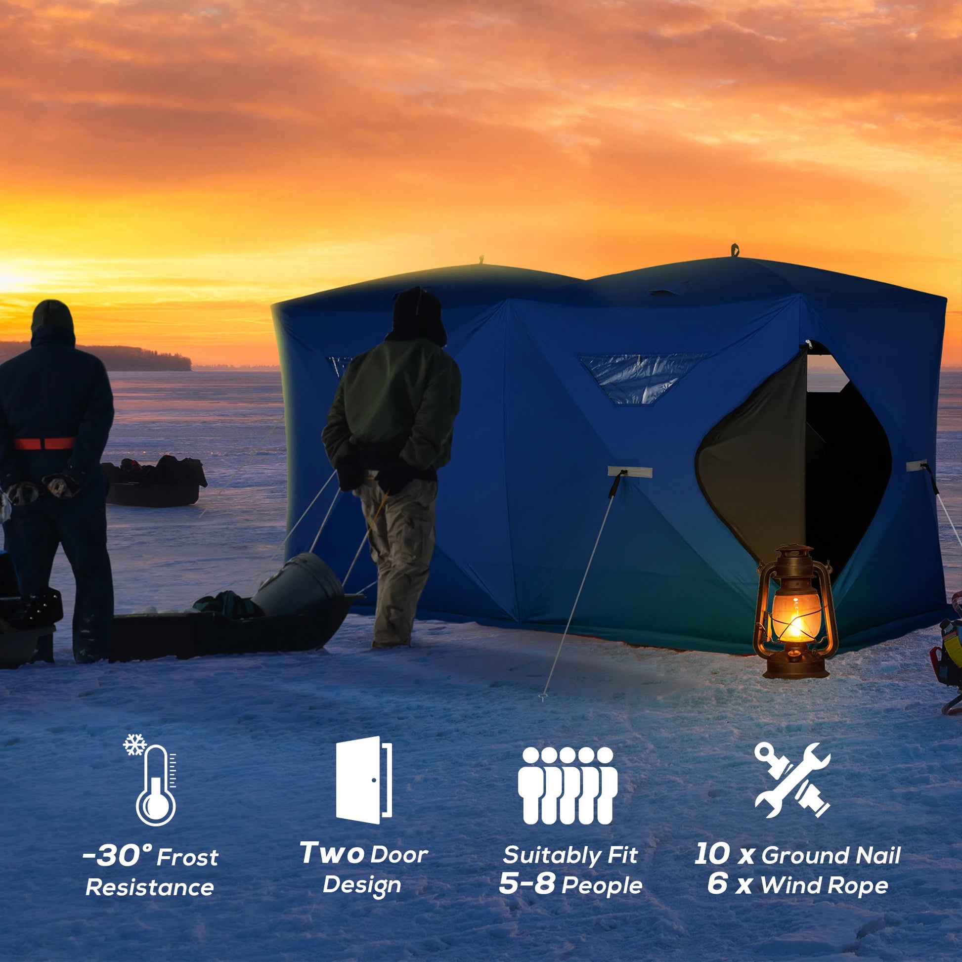 5-8 Person Pop-Up Ice Fishing Shelter, Portable Tent, Blue Ice Fishing Tents at Gallery Canada