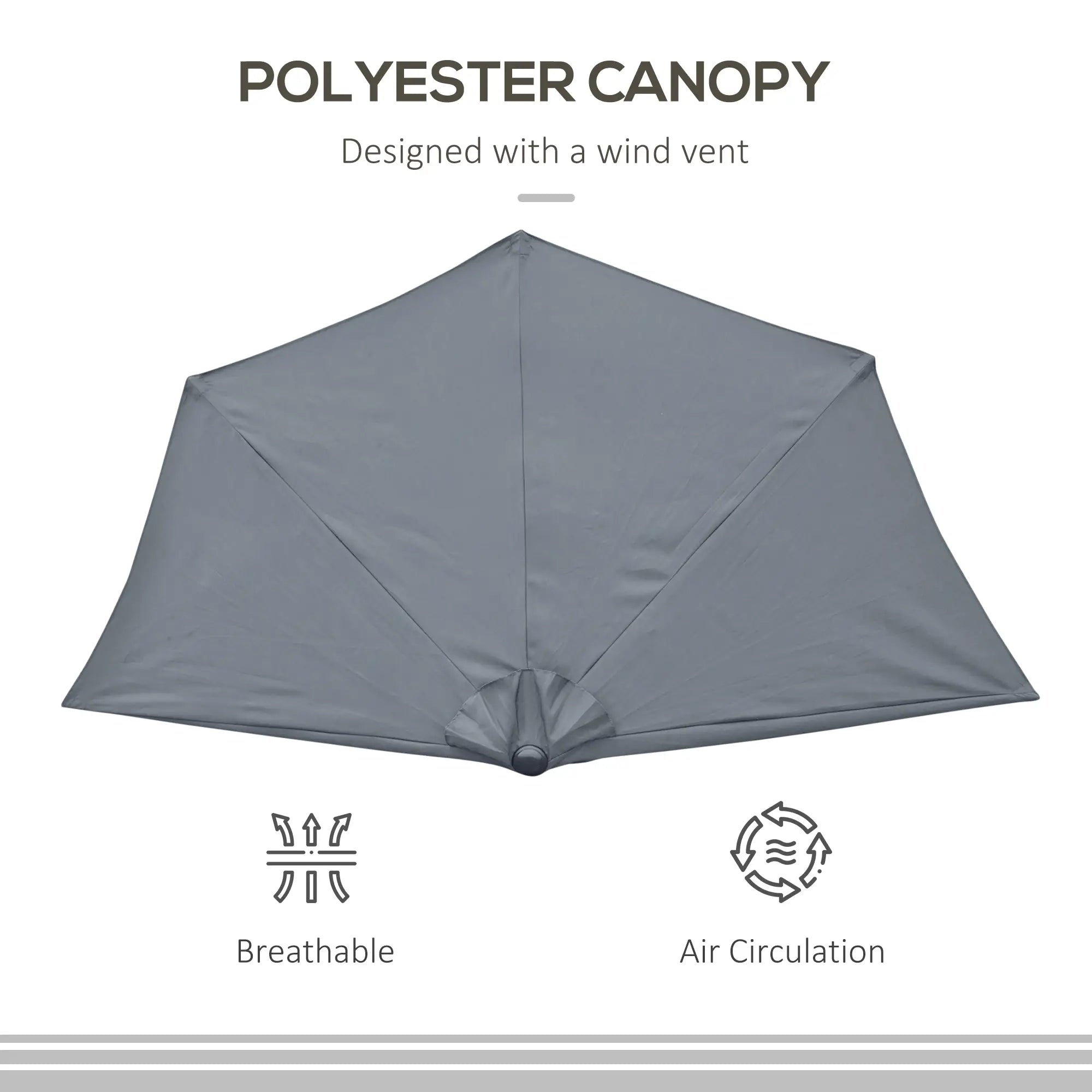 9ft Half Round Umbrella, Outdoor Patio Sun Shade, 5 Ribs, Grey Sun Umbrellas at Gallery Canada