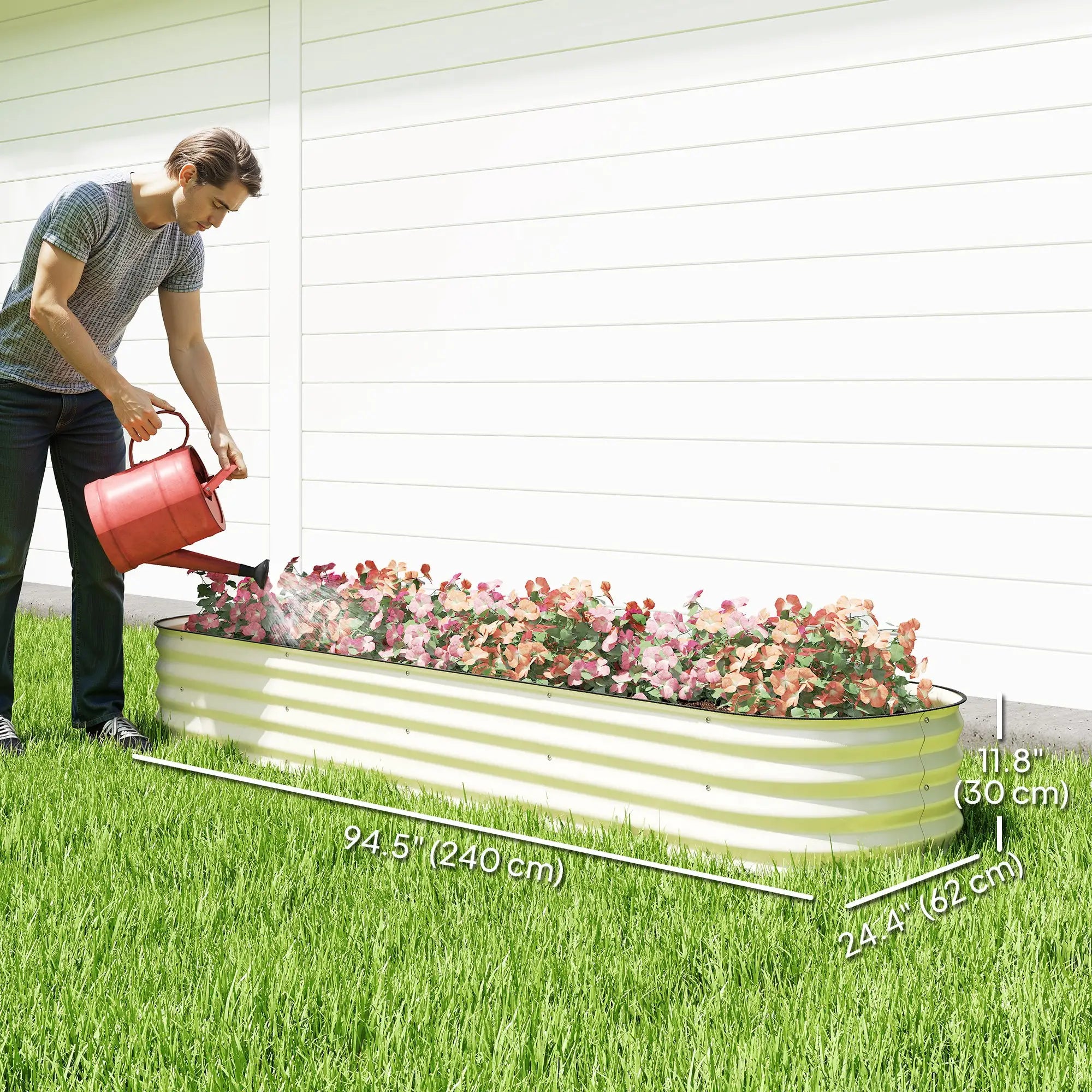 7.9 x 2 x 1ft Galvanized Raised Garden Bed Kit, Metal Planter Box, Cream White Galvanized Planter Boxes at Gallery Canada