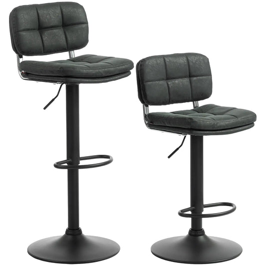 Bar Stools Set of 2, Swivel, Adjustable Height, PU Leather, PU Leather Bar Stools Black at Gallery Canada