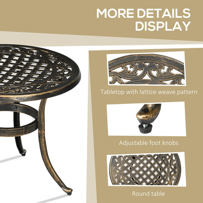 23.6" Round Outdoor Side Table, Cast Aluminum Frame, Bronze Patio Side Tables at Gallery Canada