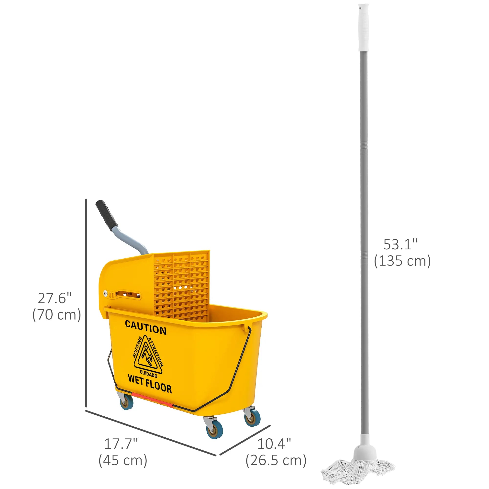 Mop Bucket with Wringer on Wheels, 21 Quart, Yellow Household Supplies at Gallery Canada