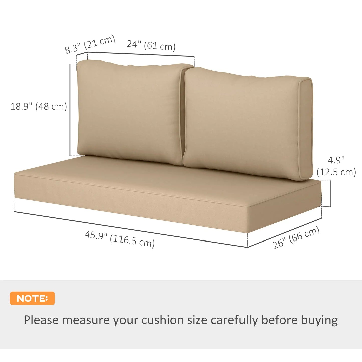 Outdoor Seat Cushions With Backrest, Loveseat Double Sofa, Beige Patio Chair Cushions at Gallery Canada