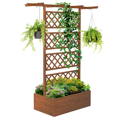 Wooden Planter with Trellis, Raised Garden Bed, Orange Raised Garden Beds at Gallery Canada