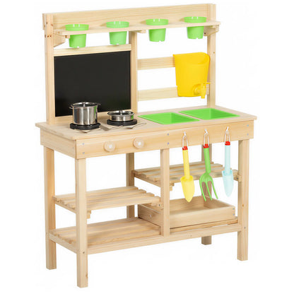 Kids Mud Kitchen, Outdoor Wooden Play Kitchen, Kitchenware, Garden Tools, Natural Play Kitchen Natural at Gallery Canada