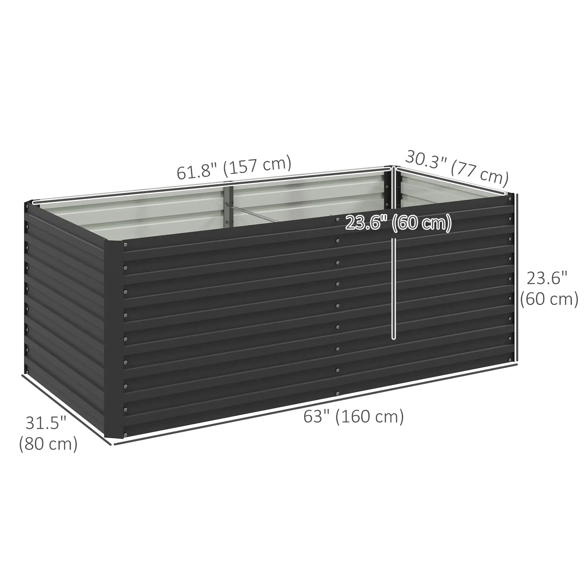5' x 3' x 2' Raised Garden Bed, Galvanized Planter Box, Dark Grey Raised Garden Beds at Gallery Canada