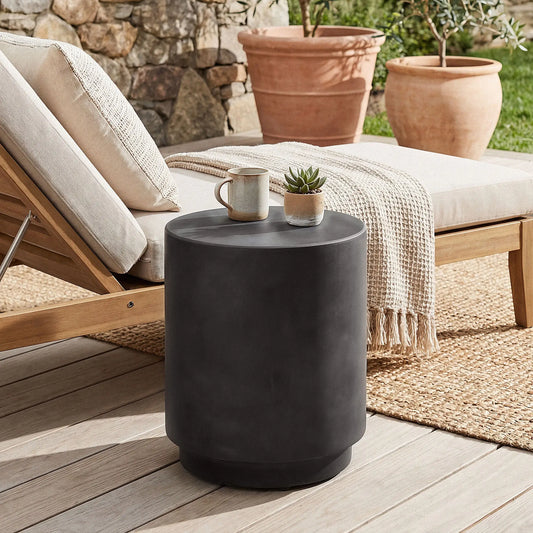 Terrazzo Finish Side Table, 17" Round, Charcoal Grey Side Tables Charcaol Grey at Gallery Canada
