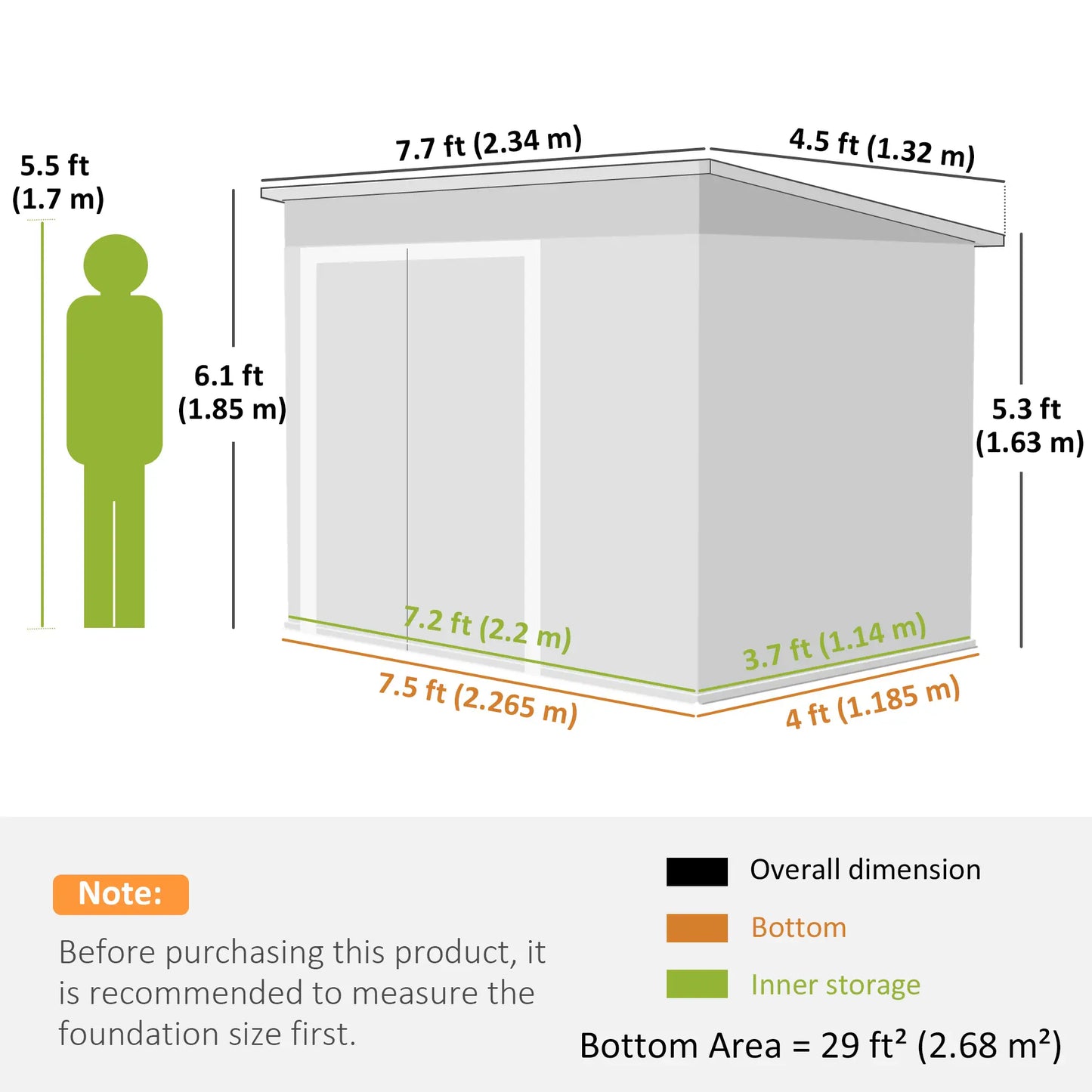 7.5' x 4.3' Outdoor Storage Shed, Waterproof Metal Garden Shed, Dark Grey Sheds at Gallery Canada