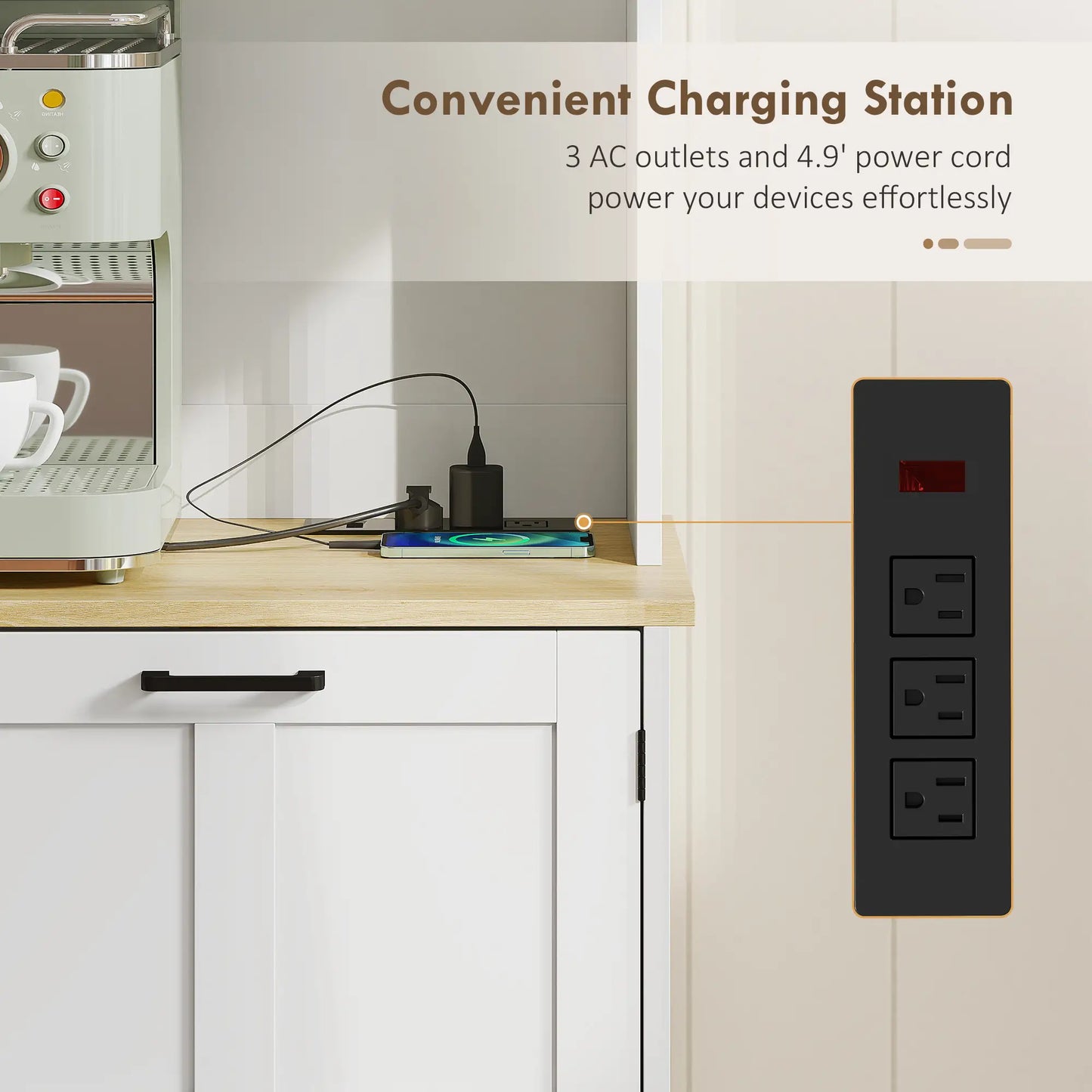 Kitchen Pantry Cabinet, 7 Gallon Trash Can, Adjustable Shelves, White Kitchen Pantry Cabinets at Gallery Canada