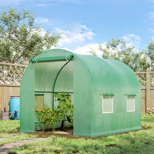 8'x6.6'x6.6' Walk-In Greenhouse, Garden Tunnel, Steel Frame, Roll-Up Door Walk In Greenhouses Dark Green at Gallery Canada