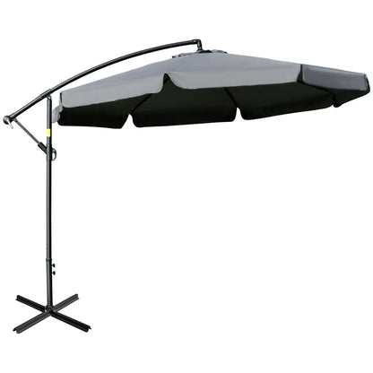 11FT Offset Hanging Patio Umbrella, Easy Tilt, Cross Base, 8 Ribs, Dark Grey Cantilever Umbrellas Dark Grey at Gallery Canada