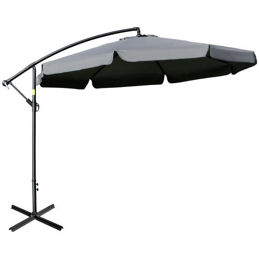 11FT Offset Hanging Patio Umbrella, Easy Tilt, Cross Base, 8 Ribs, Dark Grey Cantilever Umbrellas Dark Grey at Gallery Canada