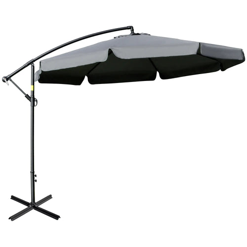 11FT Offset Hanging Patio Umbrella, Easy Tilt, Cross Base, 8 Ribs, Dark Grey