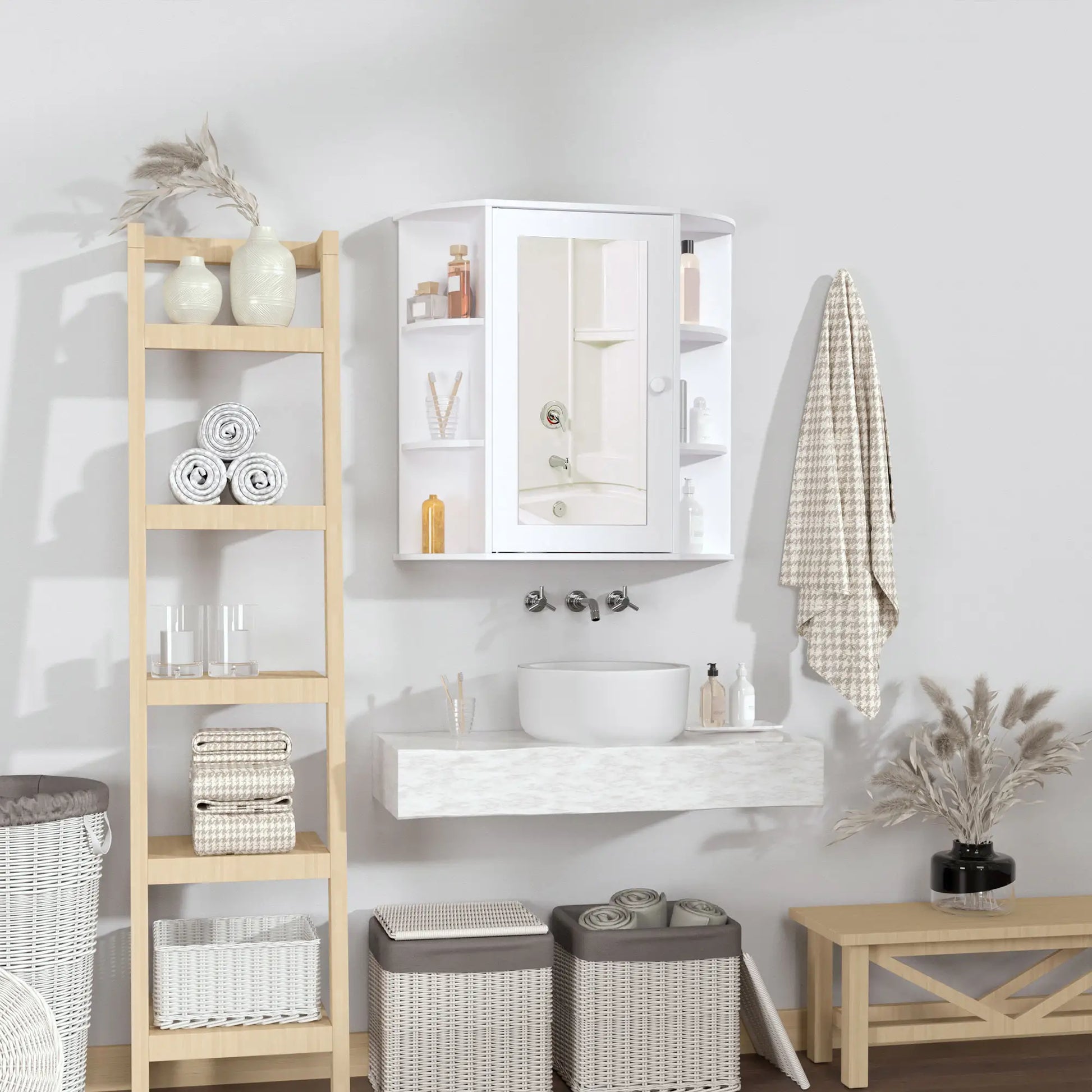 Mirrored Bathroom Wall Cabinet, Wall Mounted, With Door & Shelves, White Mirror Medicine Cabinets at Gallery Canada