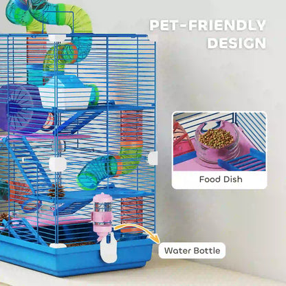 5-Tier Hamster Cage, Portable With Wheels, Tube, Blue Hamster Cages at Gallery Canada