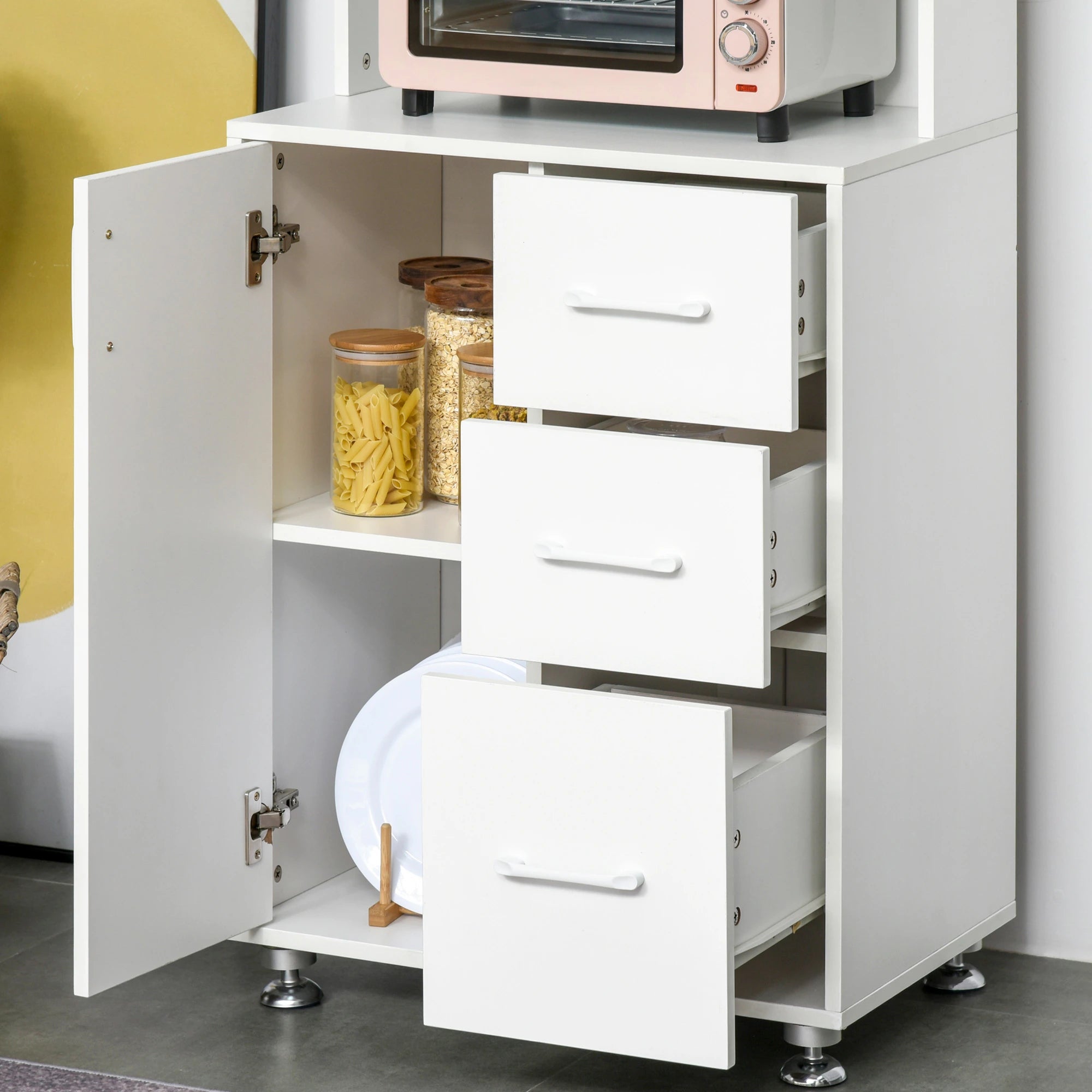 Modern Kitchen Cupboard, Storage Cabinet Hutch, 2 Cabinets, 3 Drawers, White Kitchen Pantry Cabinets at Gallery Canada