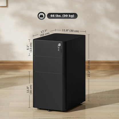 3 Drawer Filing Cabinet, Lockable Steel Office Storage, Black Office Cabinets & Cupboards at Gallery Canada