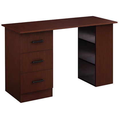 47 Inches Office Desk, 3-Tier Storage Shelves, Drawers, Walnut Writing Desks Walnut at Gallery Canada