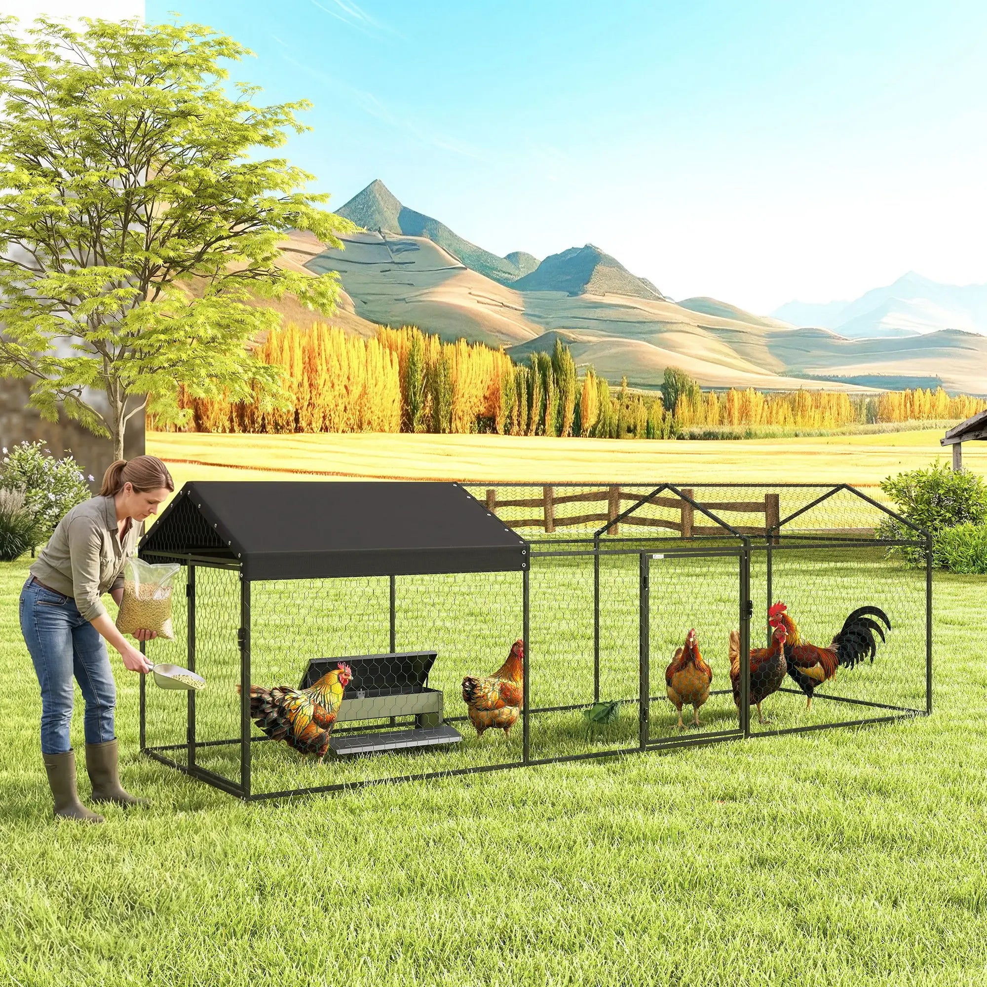 Large Metal Chicken Coop, Waterproof Cover, 3-5 Poultry, Outdoor Cage Chicken Coops at Gallery Canada