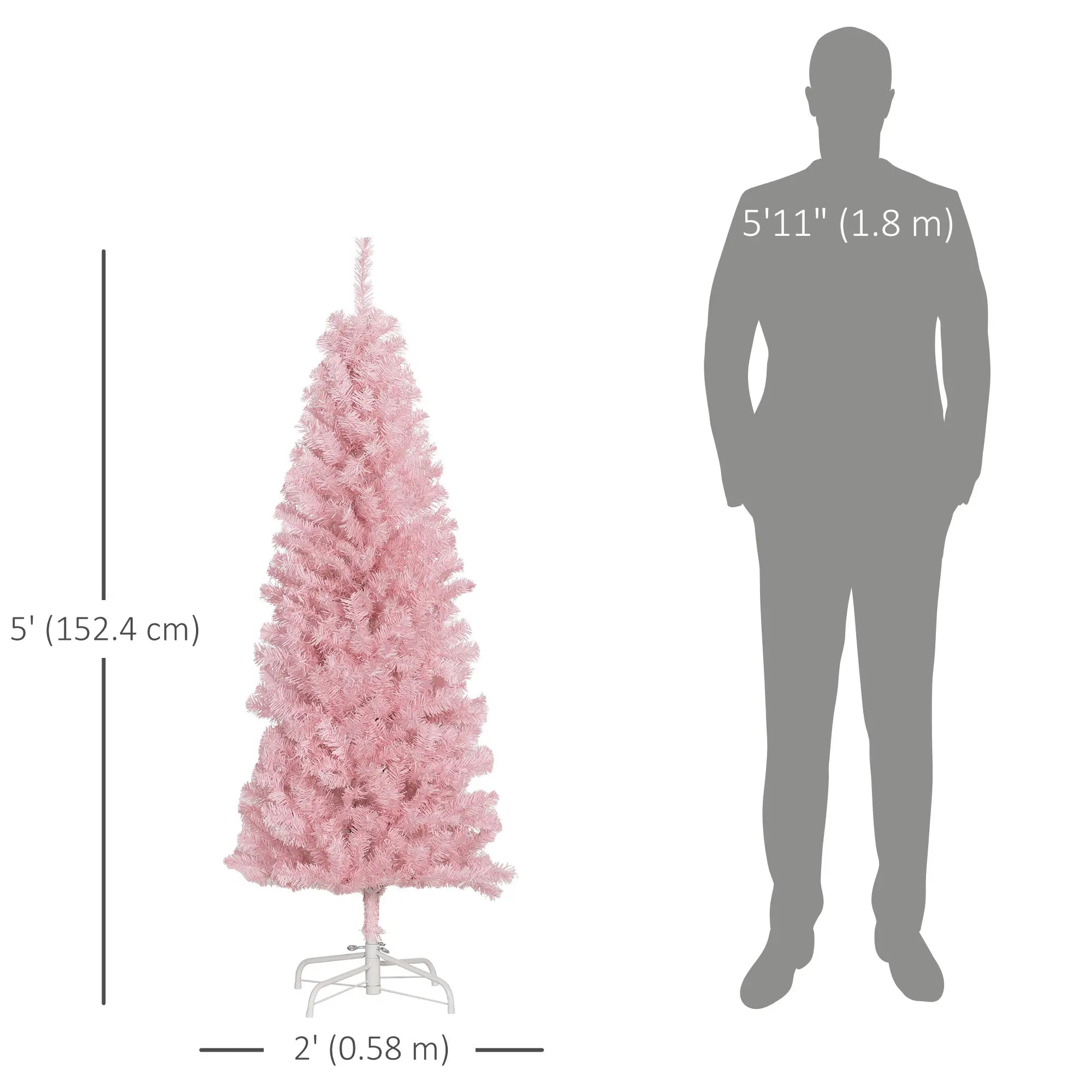 5FT Pencil Christmas Tree, Artificial, Automatic Open, Pink Pencil Christmas Trees at Gallery Canada