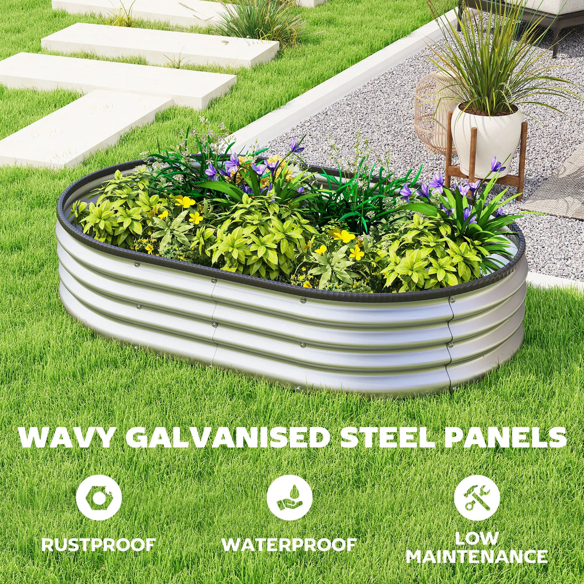 Galvanized Raised Garden Bed, 5 x 3 x 1 ft, Silver Galvanized Planter Boxes at Gallery Canada