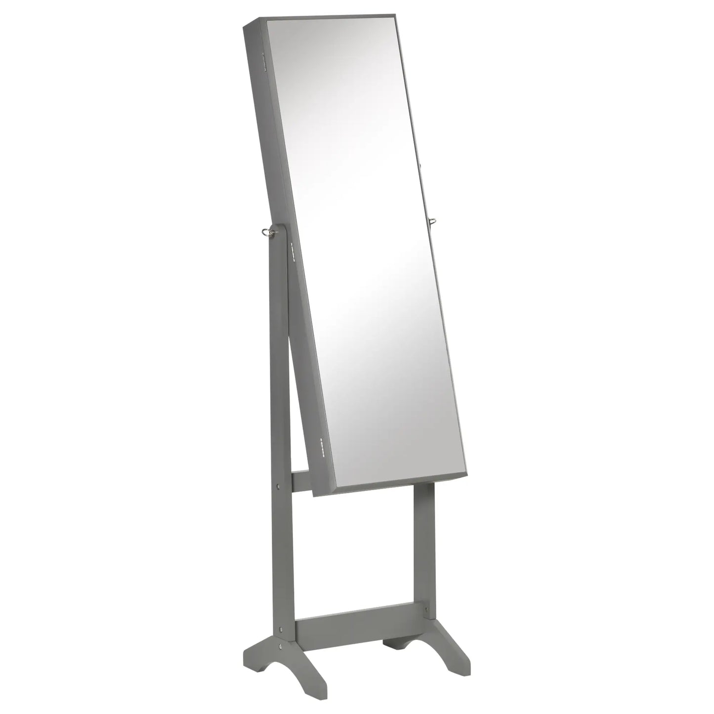 Mirror Jewelry Cabinet, Lockable Organizer, Full-Length Mirror, 3 Angle Adjustable, Grey Jewelry Armoire & Jewellery Mirror Cabinets at Gallery Canada