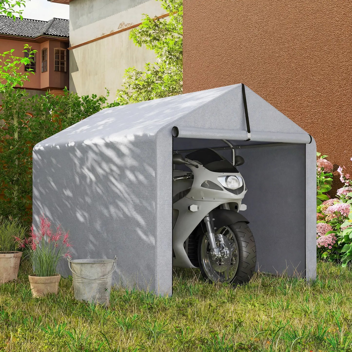 7' x 5' Portable Bike Shed, Waterproof Tent with Zipper Door Portable Shed at Gallery Canada
