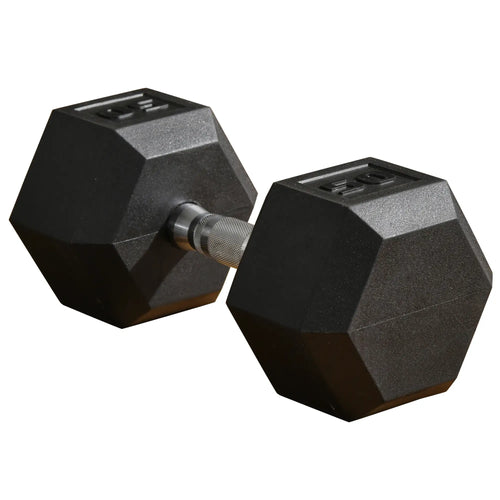 50lbs Rubber Hex Dumbbells, Hand Weight, Home Gym, Black