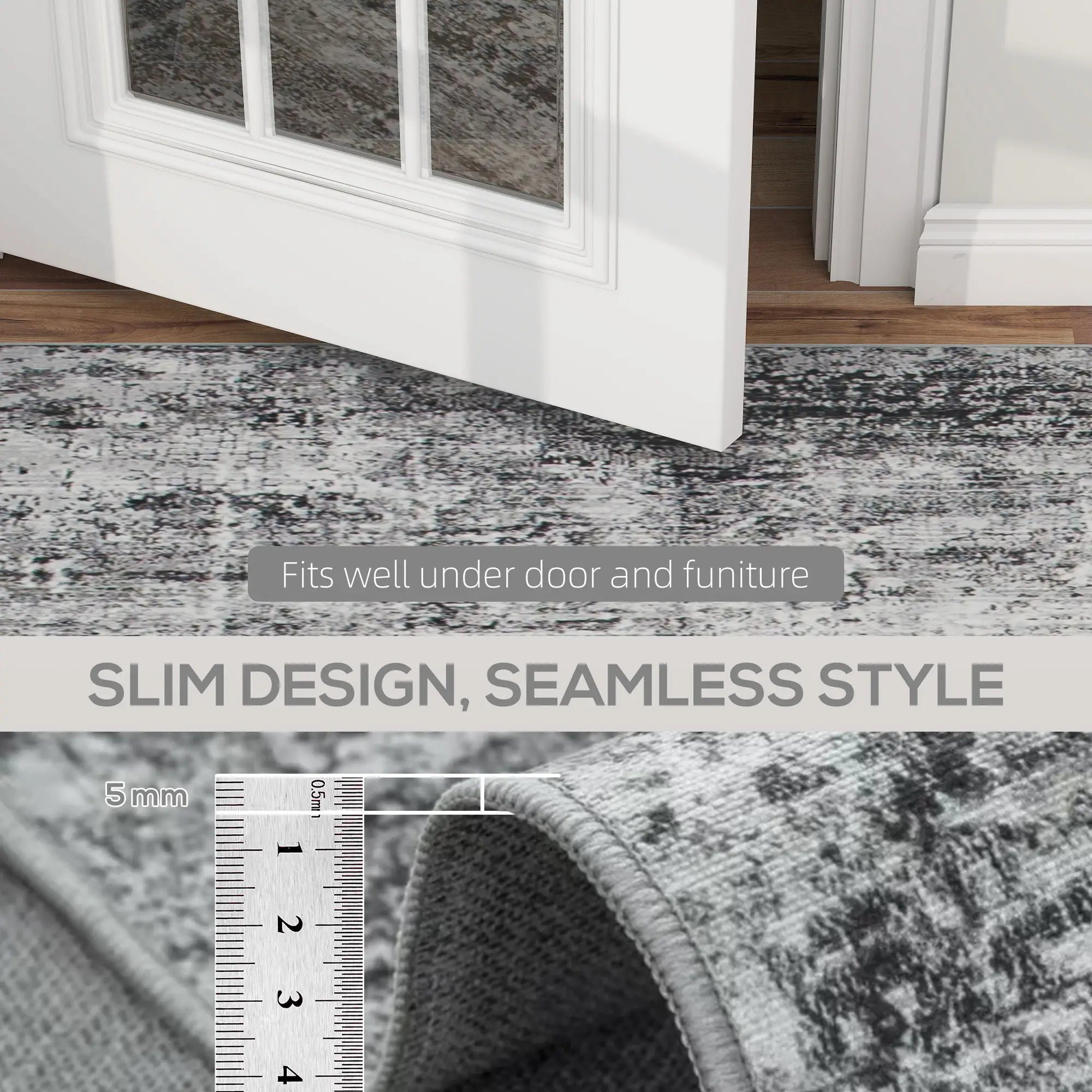 Modern Abstract Area Rug 8x10, Machine Washable, Non-Slip, Grey Living Room Furniture at Gallery Canada