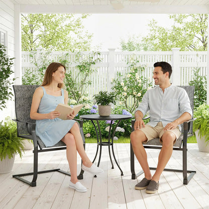 C Spring Motion Patio Chairs Set of 2, High Backrest, Armrest, Breathable Fabric Patio Chairs at Gallery Canada