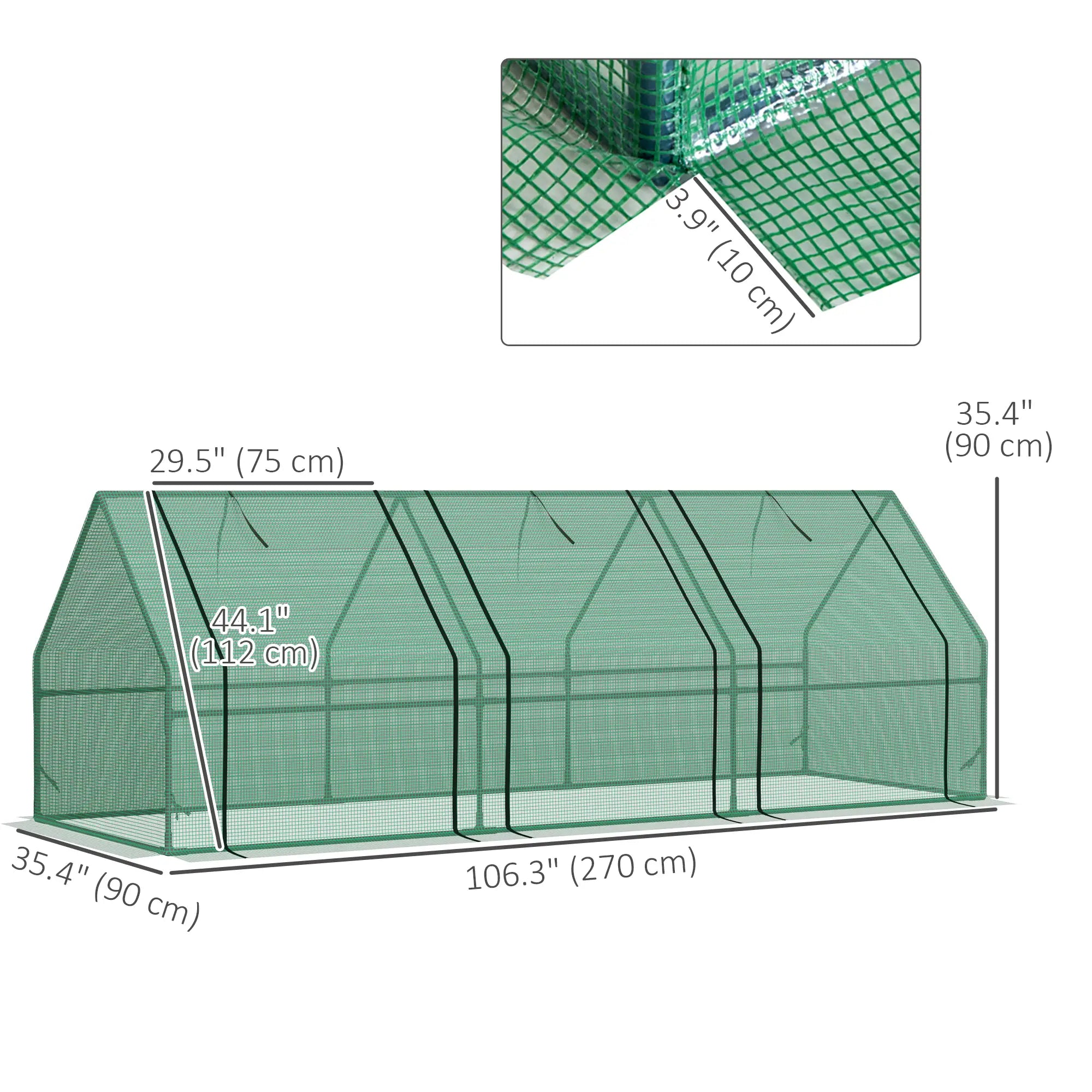 9' x 3' x 3' Mini Greenhouse, PE Cover, Zippered Doors, Green Portable Greenhouses at Gallery Canada