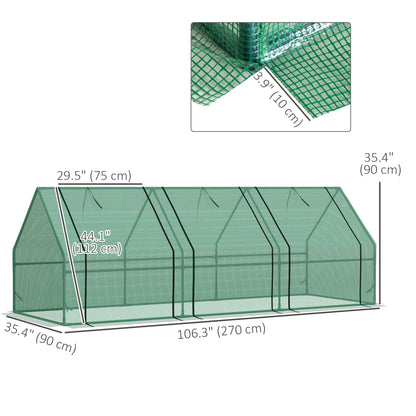 9' x 3' x 3' Mini Greenhouse, PE Cover, Zippered Doors, Green Portable Greenhouses at Gallery Canada