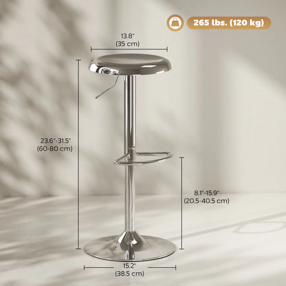 Steel Bar Stools Set of 2, Adjustable Counter Height, Silver Bar Stools at Gallery Canada
