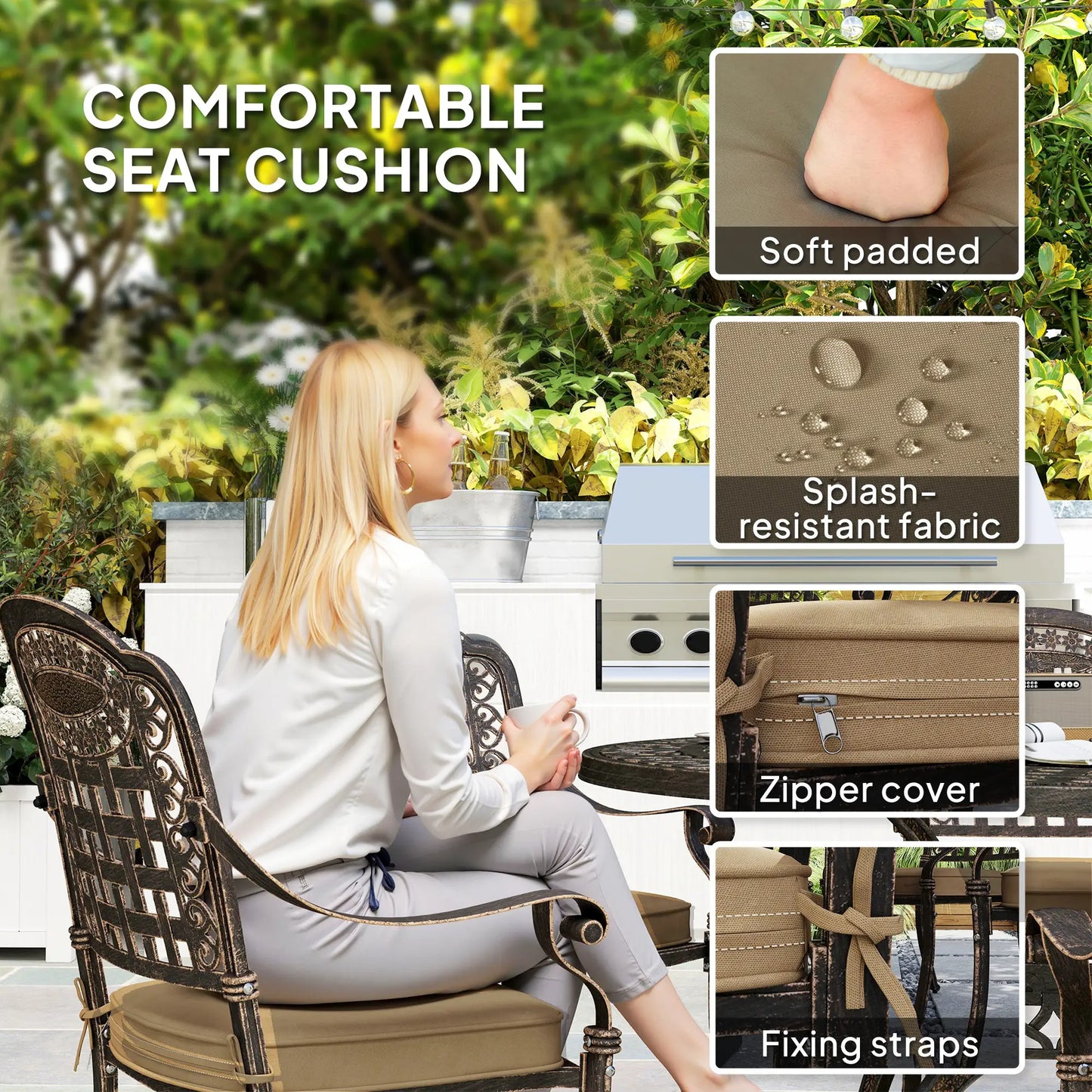 7-Piece Outdoor Dining Set, Aluminum Table and Chairs, 6-Person, Bronze Outdoor Dining Sets at Gallery Canada
