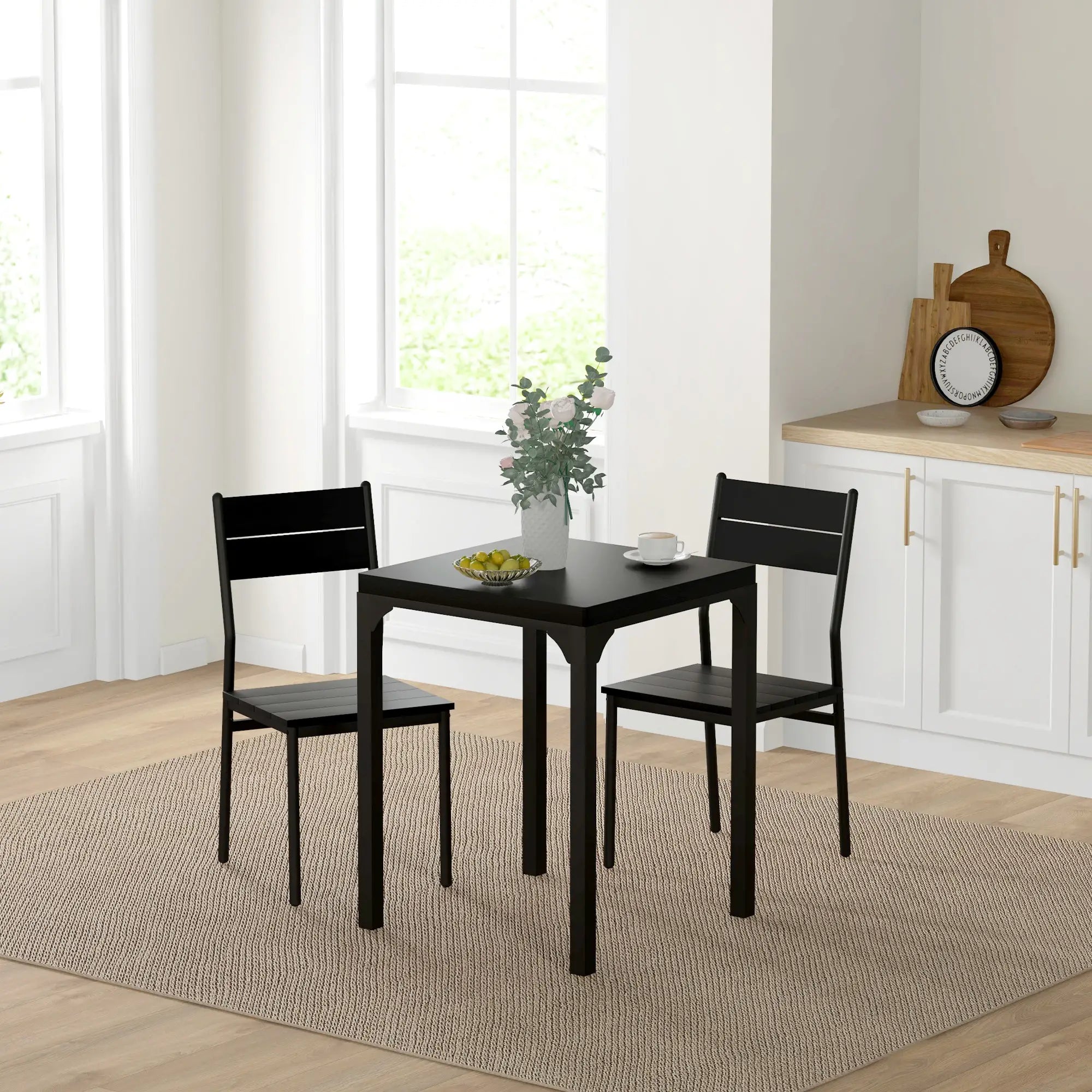 Dining Table Set for 2, 3 Piece Kitchen Table and Chairs, Black Dining Table Sets at Gallery Canada