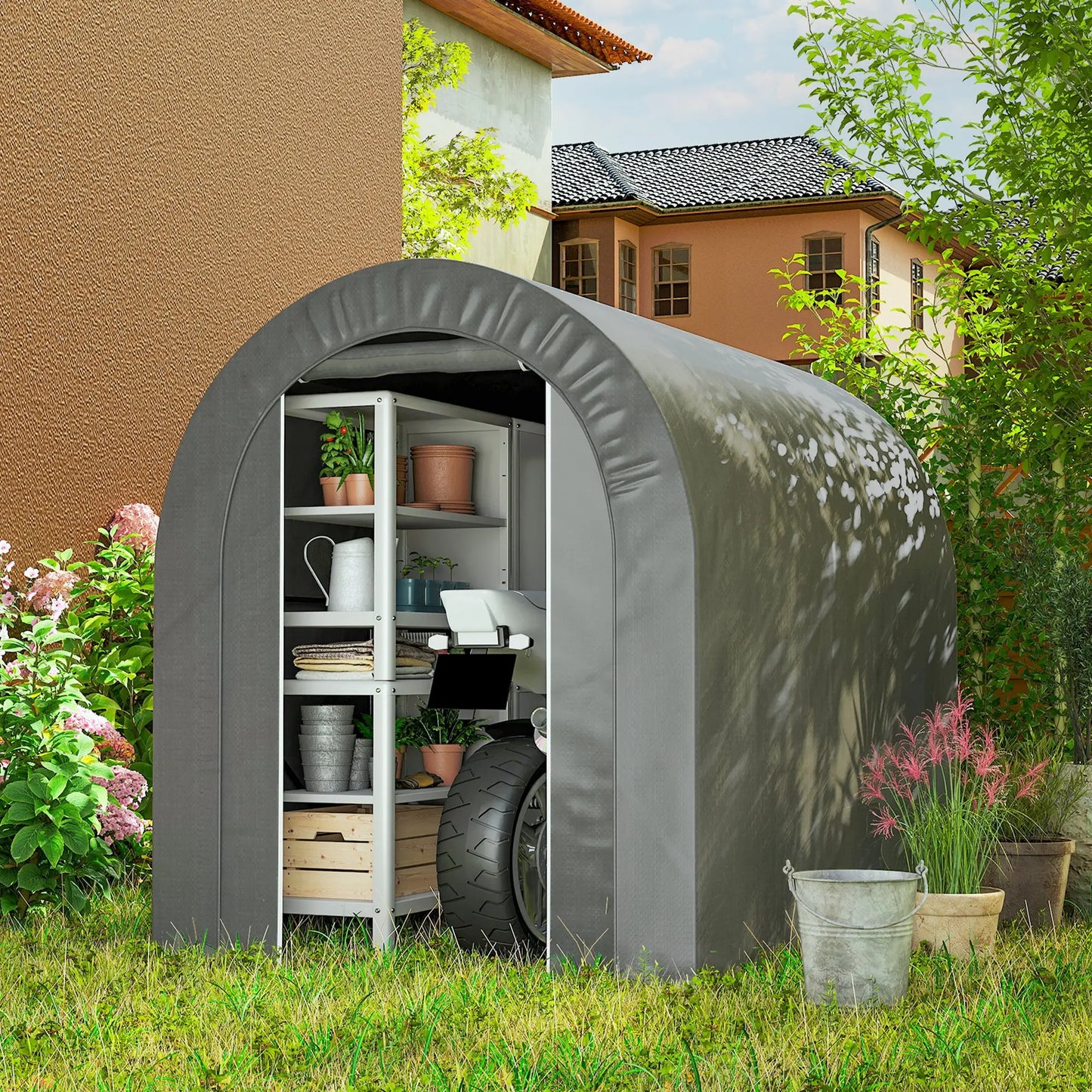 5X8 FT Outdoor Storage Shed, Light Grey Sheds at Gallery Canada