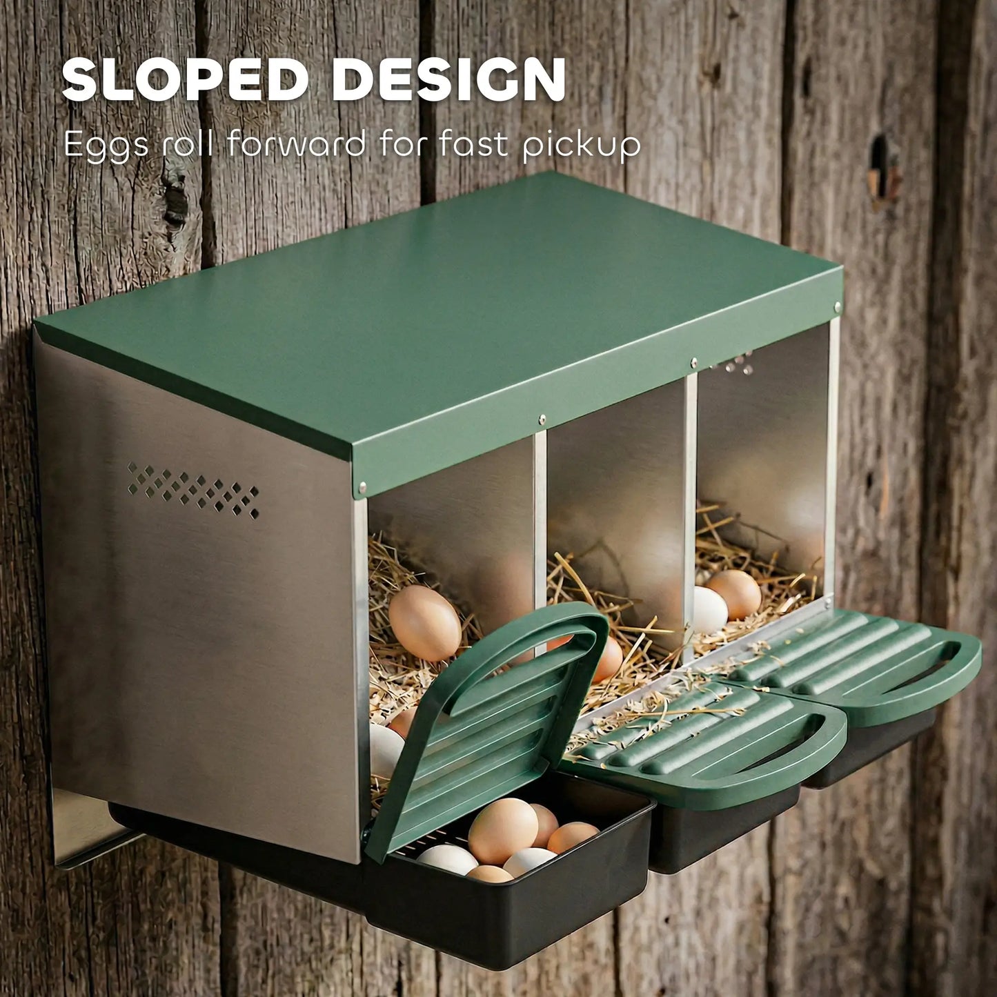 Chicken Nesting Boxes, 3 Compartment Metal Nesting Boxes for Chicken Coop, Egg Laying Boxes with Lid Cover Chicken Coops at Gallery Canada