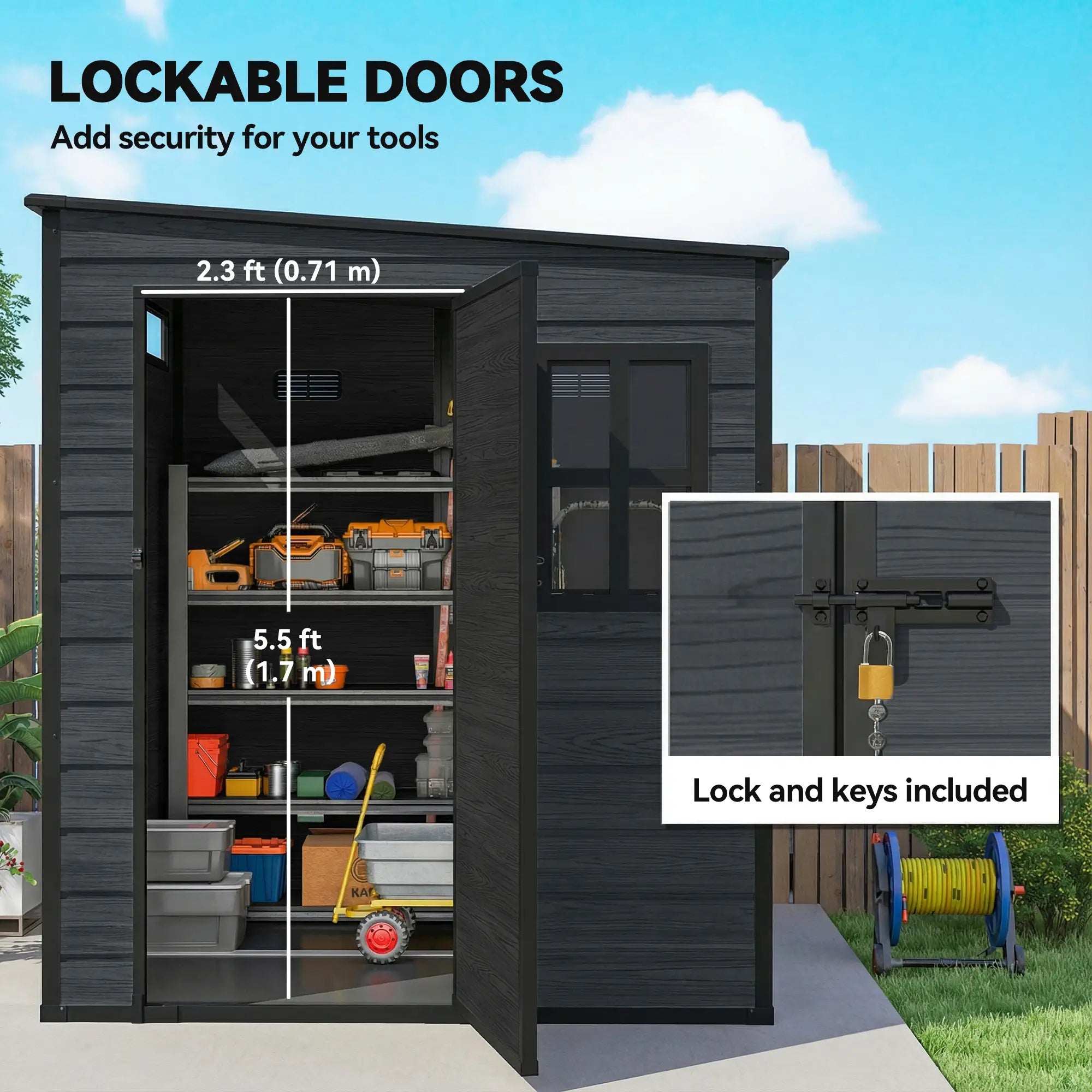 Outdoor Storage Shed, Lockable Door, Vents And Windows, Dark Grey Sheds at Gallery Canada