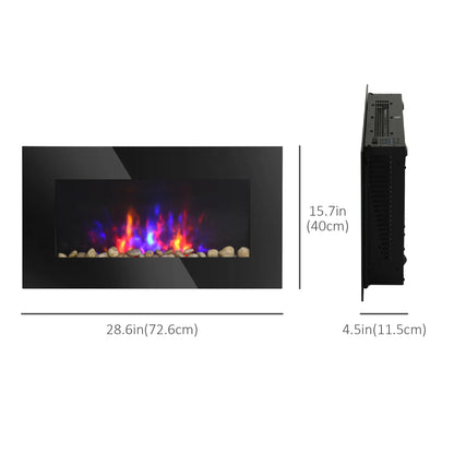 Wall Mounted Fireplace, 28.5 Inch Electric, LED Flame Effect, 7 Colors, Black Electric Fireplaces at Gallery Canada